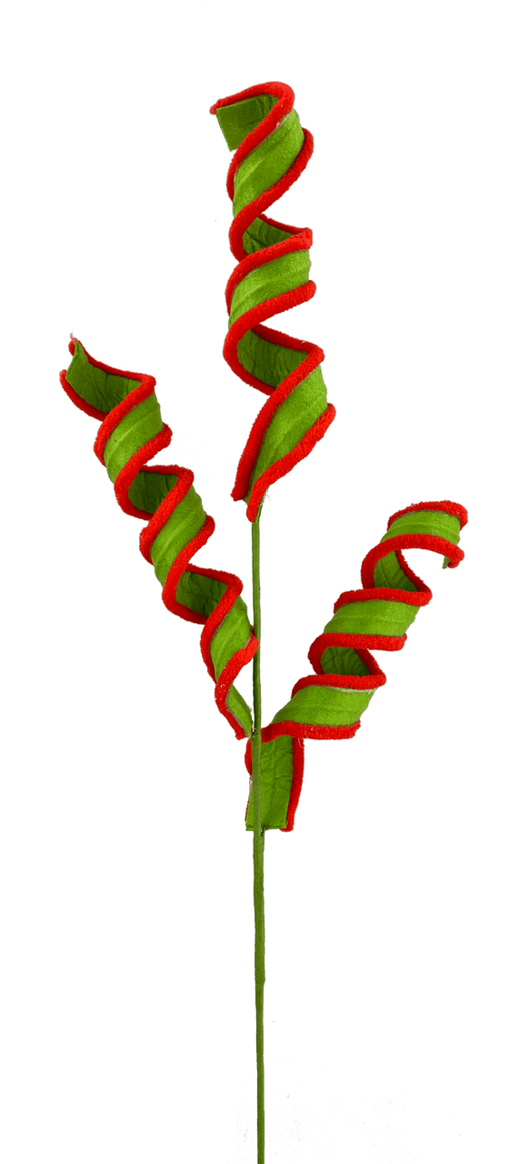 30 Inch Fabric Curly Spray – Whimsical Green & Red Holiday Accent for Fun Festive Décor