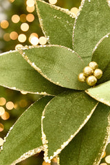 20" x 15" Olive Velvet Glitter Poinsettia Stem
