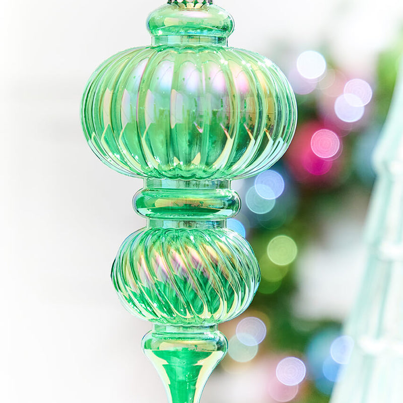 10" Green Iridescent Chandelier Ornament