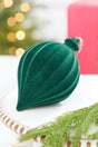6" Green Flocked Finial Ball Ornament
