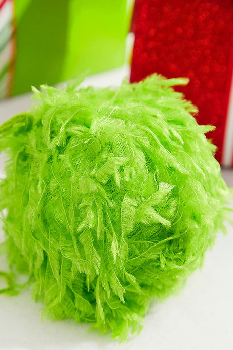 3" Lime Green Furry Fabric Ball Ornament