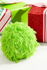 4" Lime Green Furry Fabric Ball Ornament