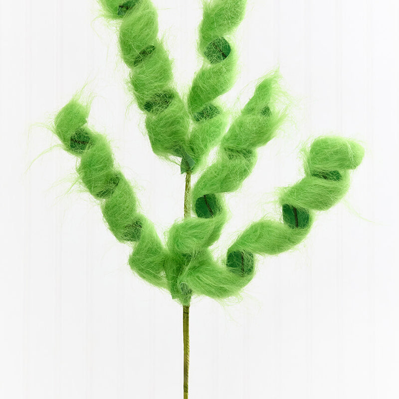 27.5" Green Furry Curly Spray