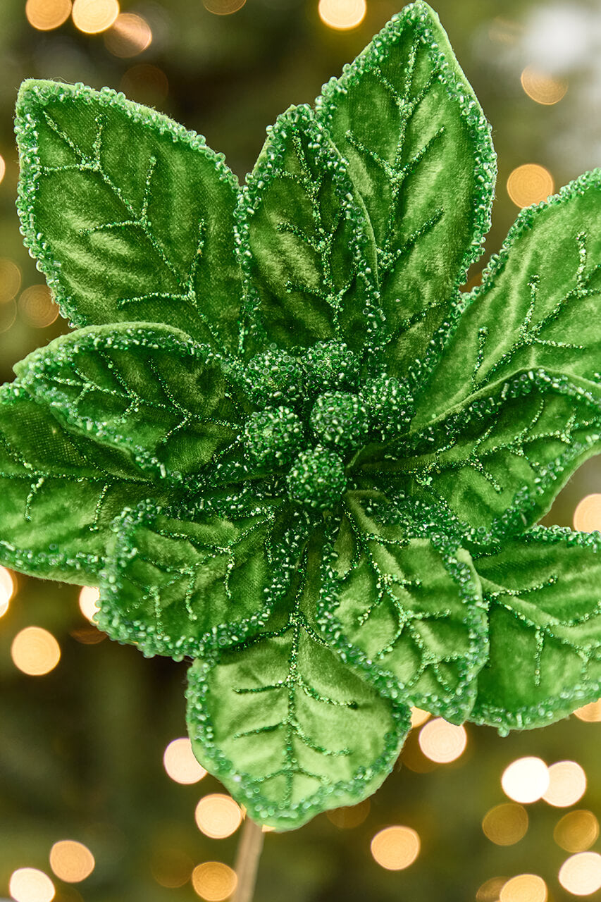 20" x 9.5" Bright Green Poinsettia Stem