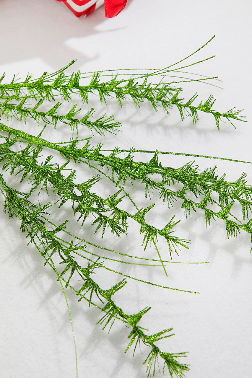 34” Green Glitter Grass Spray