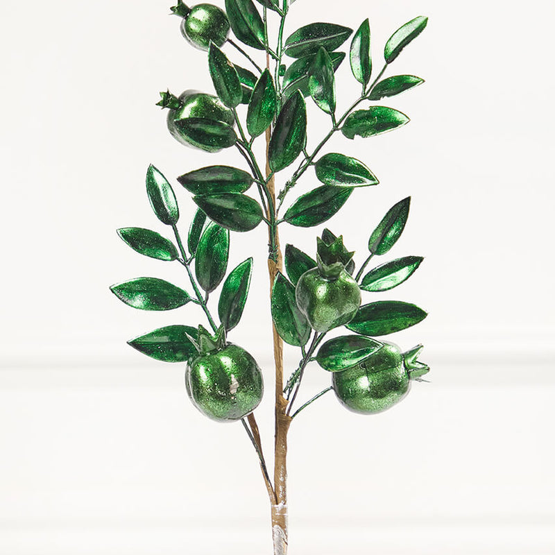 26" Dark Green Metallic Pomegranate Stem