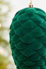 9" Green Flocked Pinecone Ornament