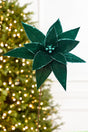 20" x 15" Emerald Velvet Glitter Poinsettia Stem