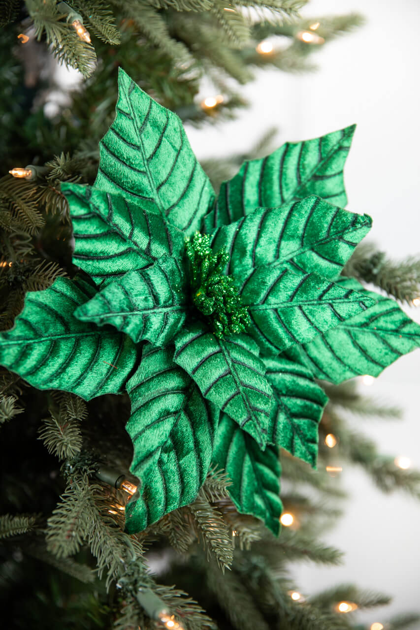 22” Pressed Poinsettia Stem - Green