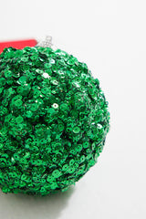 4” Emerald Sequins & Jewels Ball Ornament
