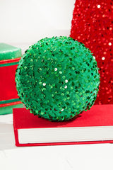 Green Sequin Ball Ornament 6 Inch Christmas Tree Decor