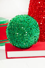 6" Sequin Ball Ornament - Green