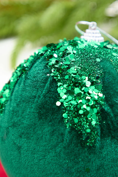 5" Emerald Sequin Velvet Ball Ornament