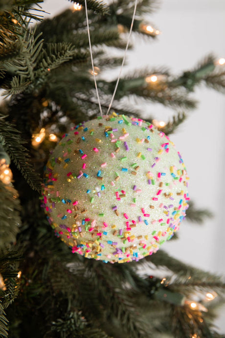 4 Inch Green Sprinkles Ball Ornament