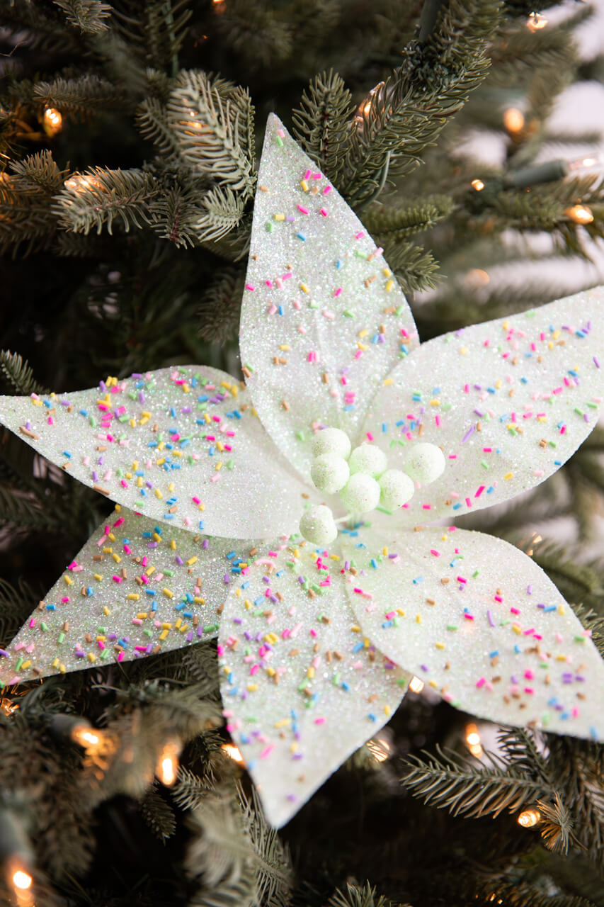 24” x 12" Green Sprinkles Candy Poinsettia Stem