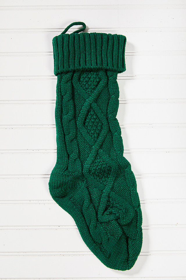 Knitted Green Christmas Stockings 18 x 6 Inch Festive Holiday Decor