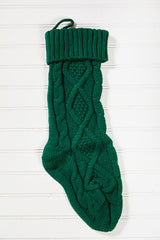 Knitted Green Christmas Stockings 18 x 6 Inch Festive Holiday Decor