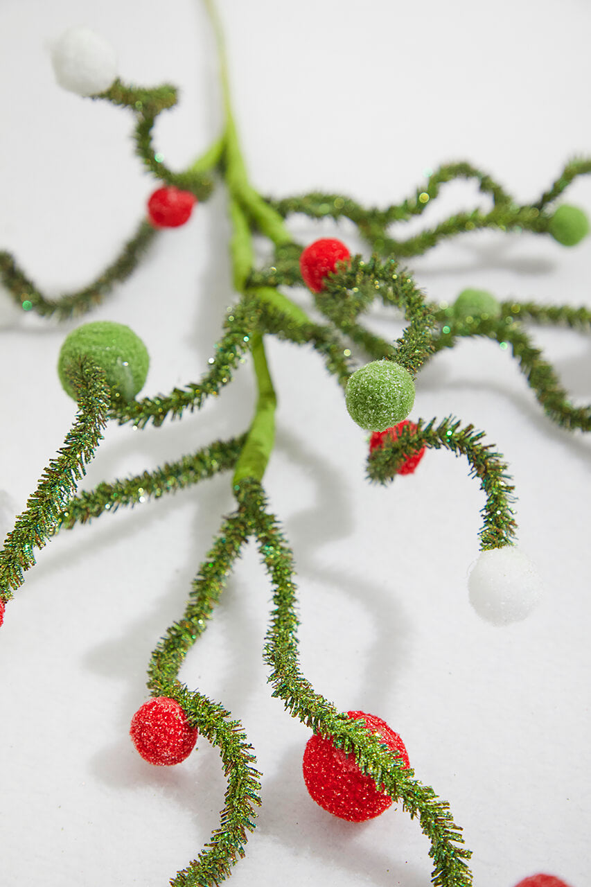 31” Felt Ball Twig Spray