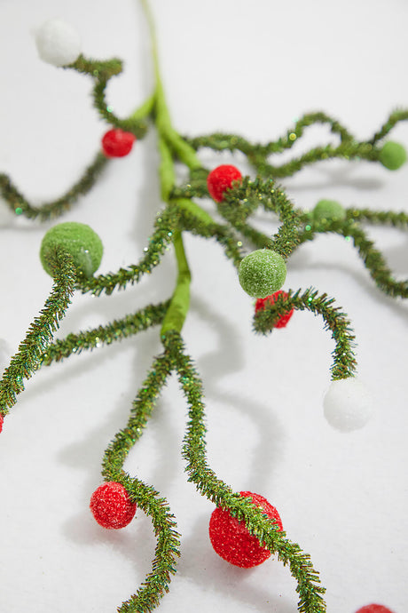 31” Felt Ball Twig Spray