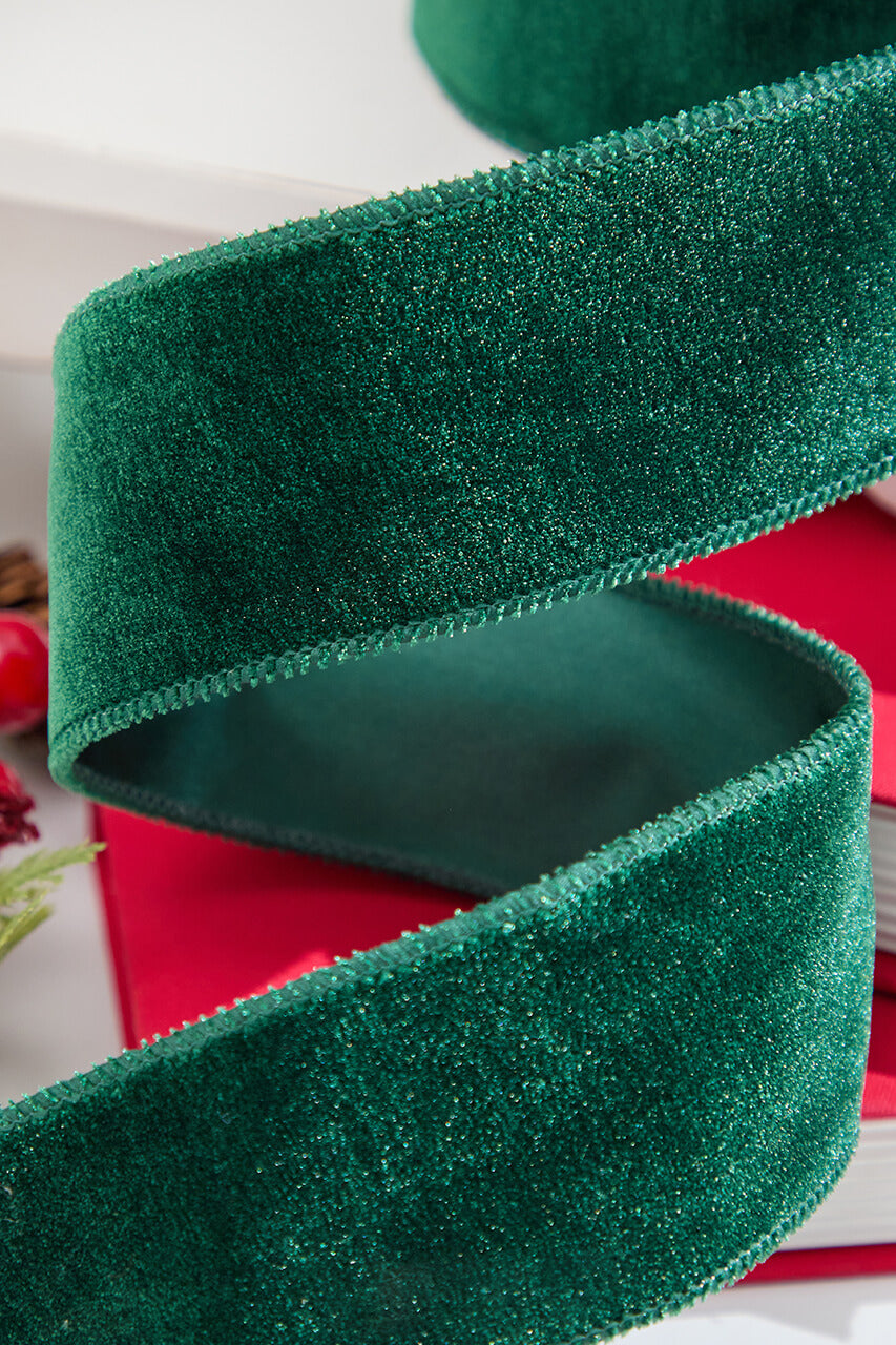 2.5" x 10 Yard Hunter Green Deluxe Velvet Ribbon