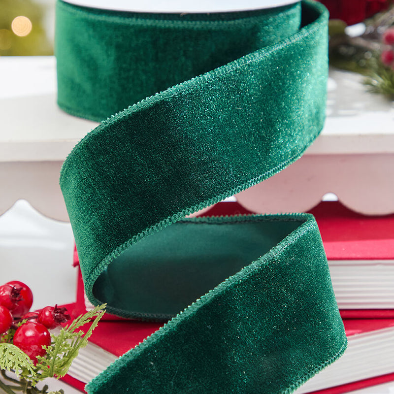 2.5" x 10 Yard Hunter Green Deluxe Velvet Ribbon