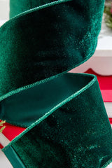 4" x 10 Yard Hunter Green Deluxe Velvet Ribbon