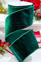4" x 10 Yard Hunter Green Deluxe Velvet Ribbon