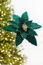 22" x 12” Velvet Emerald Poinsettia Stem