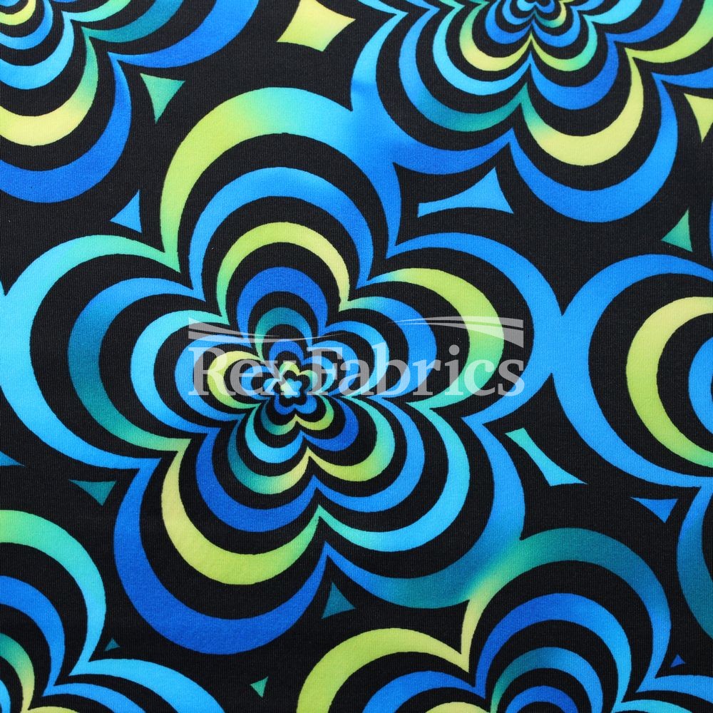 Spring Art Polyester Spandex Fabric - Multicolor Floral Print, 58/60" Width, 240 GSM (1 Yard)