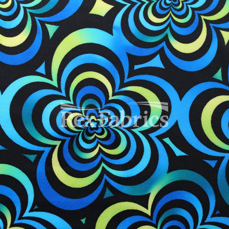 Spring Art Polyester Spandex Fabric - Multicolor Floral Print, 58/60" Width, 240 GSM (1 Yard)
