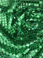 Green Square Foil Sequin Fabric - Green, Square Foil Glue On, 42" Width (1 Yard)