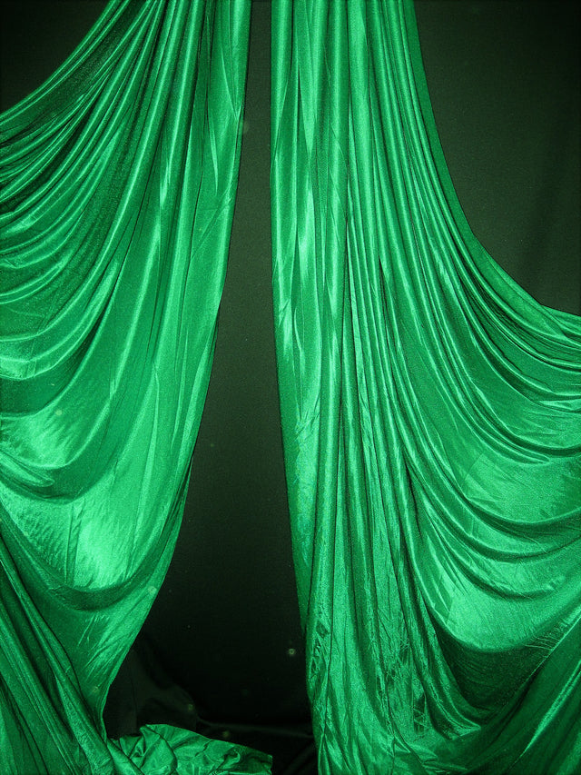 Low Stretch Kelly Green Polyester Fabric - Kelly Green, 108"-120" Width (1 Yard)