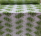 3D Floral Lace Olive Green Embroidered Mesh Fabric