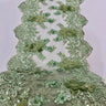 VT-33 Sequin 3D Lace Fabric With Embroideries On Mesh With Pearls - Baby Blue, 33-Cm Width