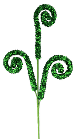28" Green Sequin Curly Spray