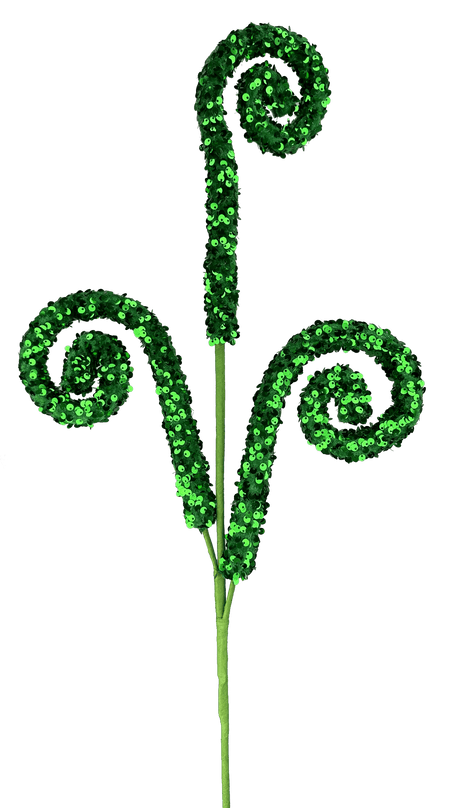 28" Green Sequin Curly Spray