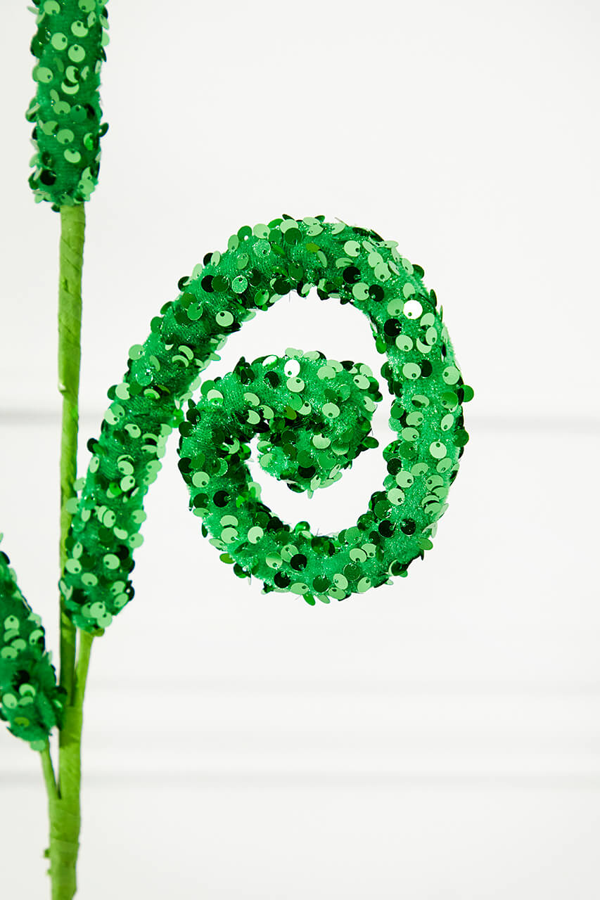 28" Green Sequin Curly Spray