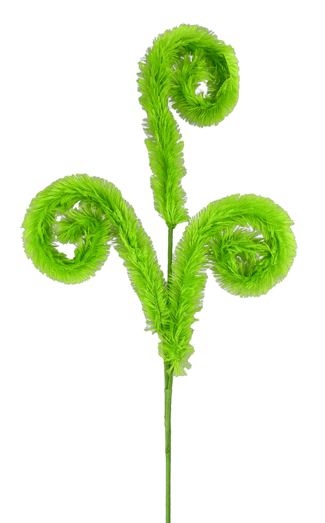 28 Inch Green Furry Curly Spray Christmas Tree Decor Accent