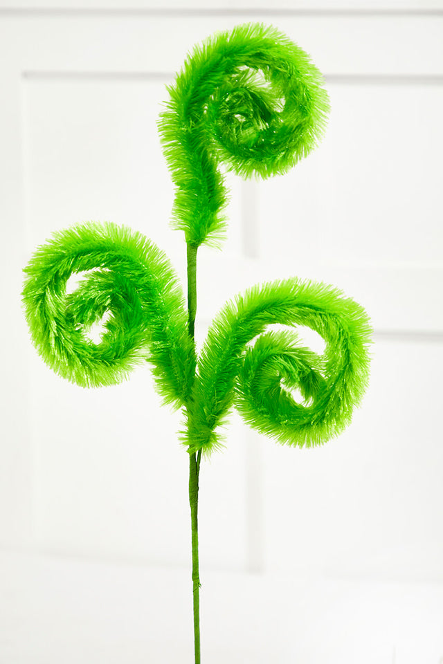 28" Green Furry Curly Spray