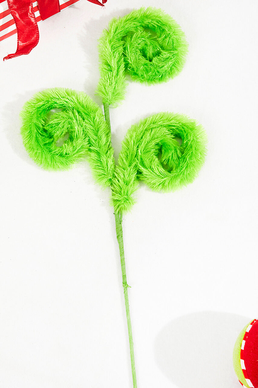 28" Green Furry Curly Spray