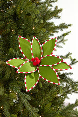 24" Felt Poinsettia with Peppermint Edge