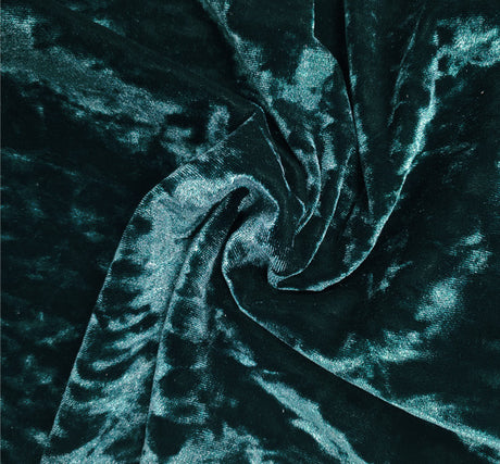 Stretch Velvet Crushed Green Forest Polyester Spandex Fabric - Green Forest, Crushed Velvet, 58/60" Width