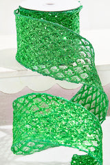 4" x 10 Yard Green Mesh Wired Ribbon