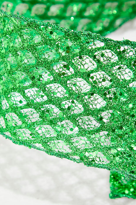 4" x 10 Yard Green Mesh Wired Ribbon