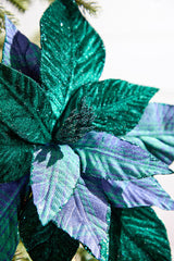 25" Green Plaid Poinsettia Stem