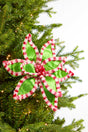 22" Green Peppermint Trim Poinsettia Stem