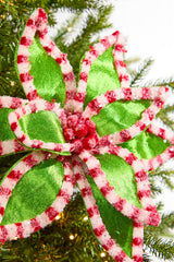 22" Green Peppermint Trim Poinsettia Stem