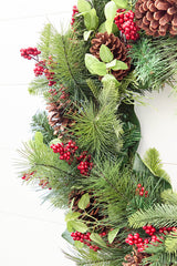 29" Winter Foliage & Magnolia Leaf Wreath