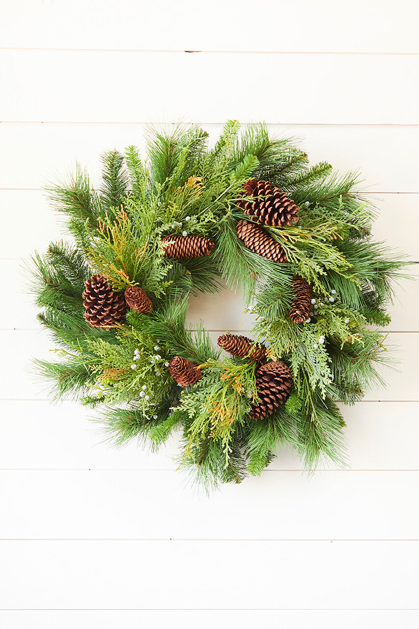 24" Mixed Pine Wreath