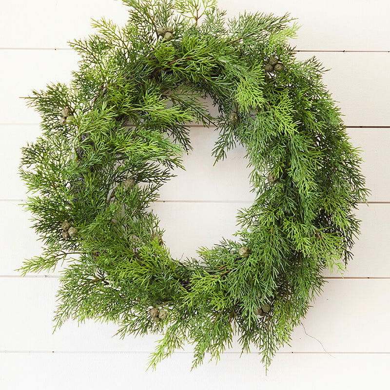 18 InchCypress Berry Wreath Decorative Artificial Greenery Door Wall Wreath